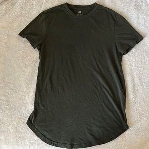 HM slim, long fit olive green t shirt